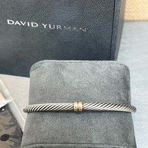 David Yurman 18k Yellow Gold & Sterling Silver 4mm Cable Bracelet
